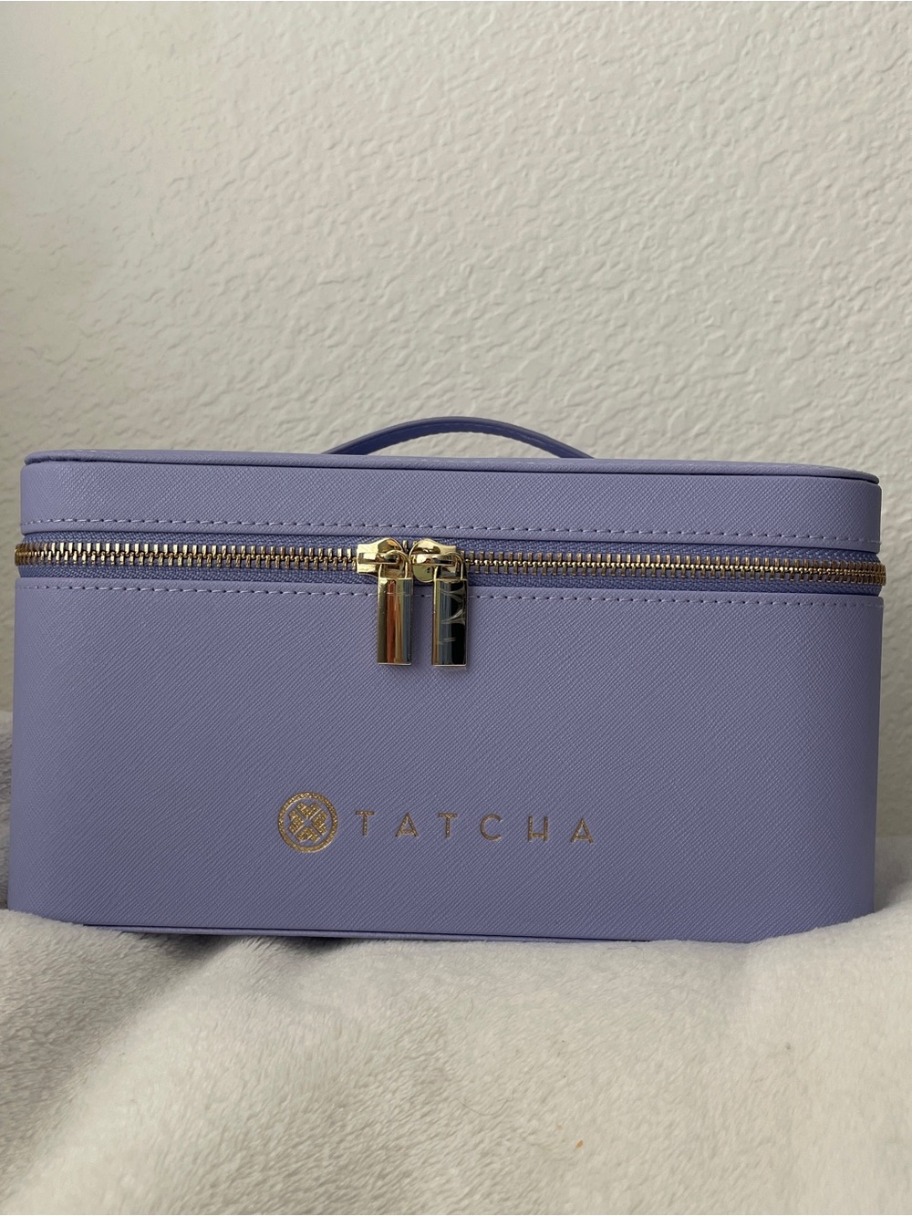 Tatcha Lavender Vanity Case Makeup Organizer Travel Cosmetic Box Mirror Gold Zip - Picture 4 of 14
